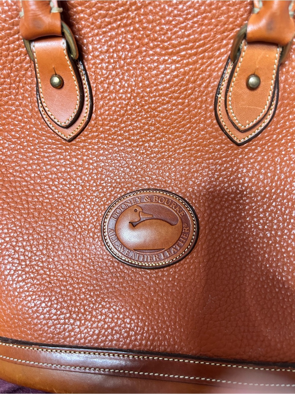Vintage Dooney & Bourke Cognac Pebbled Leather Satchel with Crossbody Strap - Picture 2 of 8